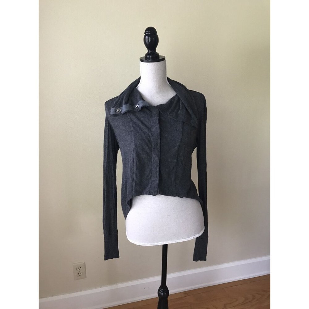 Bordeaux SLATE GRAY Crop Hi Lo CARDIGAN XS